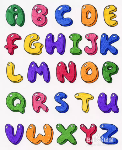 泡泡字体26个字母涂鸦图片
