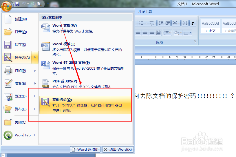 如何去除文档的保护密码