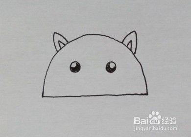 创意简笔画：用半圆画可爱的小猫咪