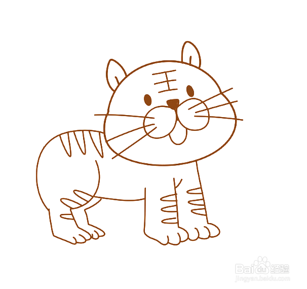 如何画卡通老虎的简笔画?