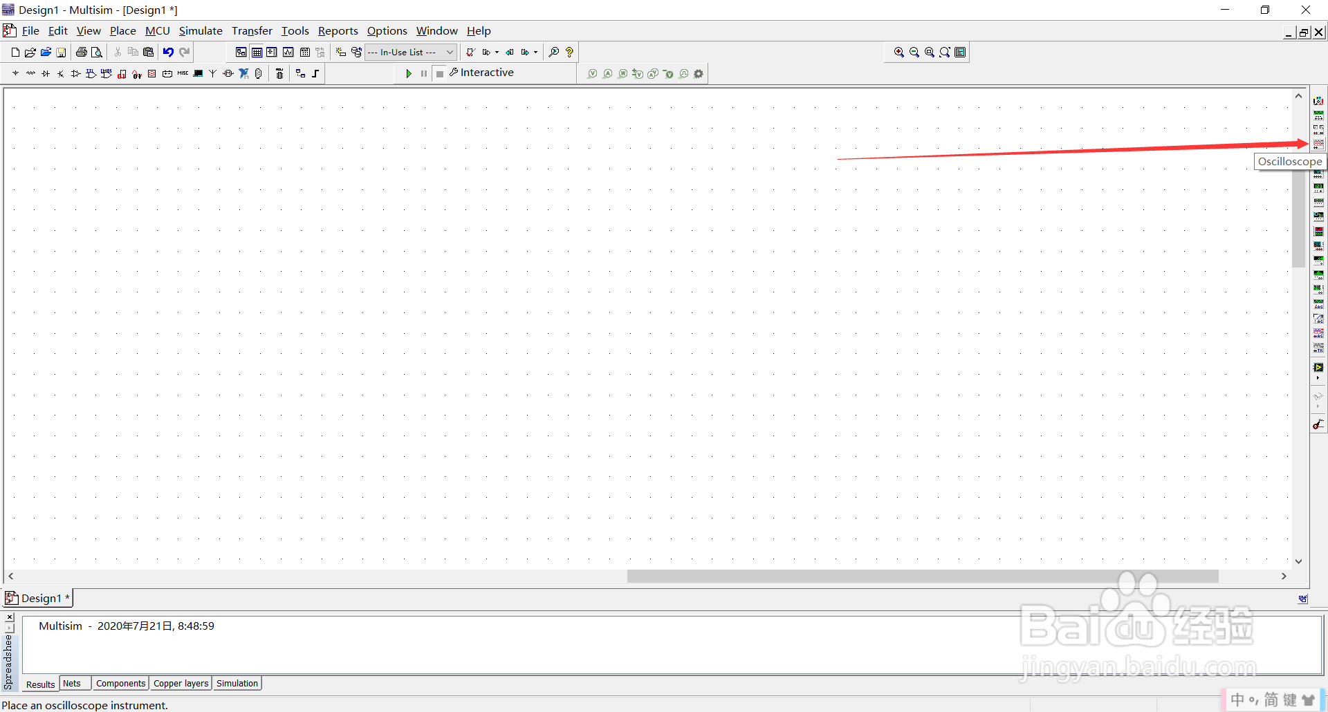 Multisim怎么放置示波器？