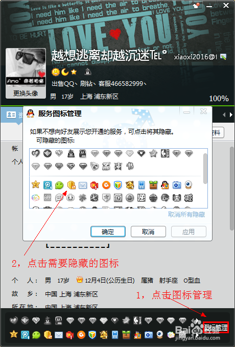 免费点亮(隐藏)所有qq面板图标方法