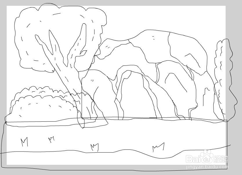 flash绘制一个石洞的卡通背景