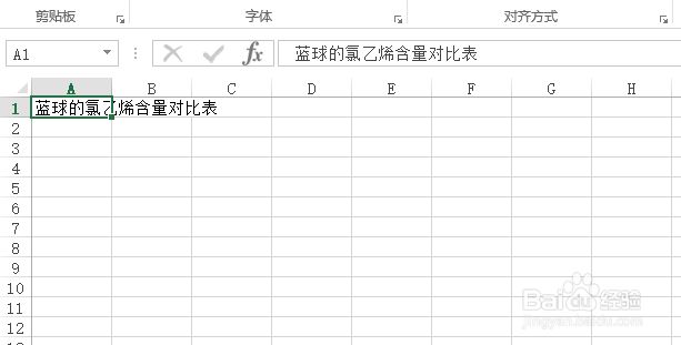 使用Excel怎样创建蓝球的氯乙烯含量对比表