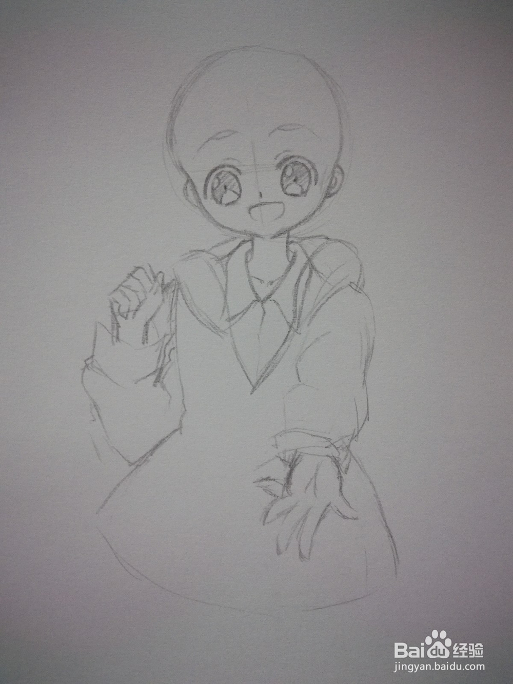 开心的动漫人物线稿手绘教程