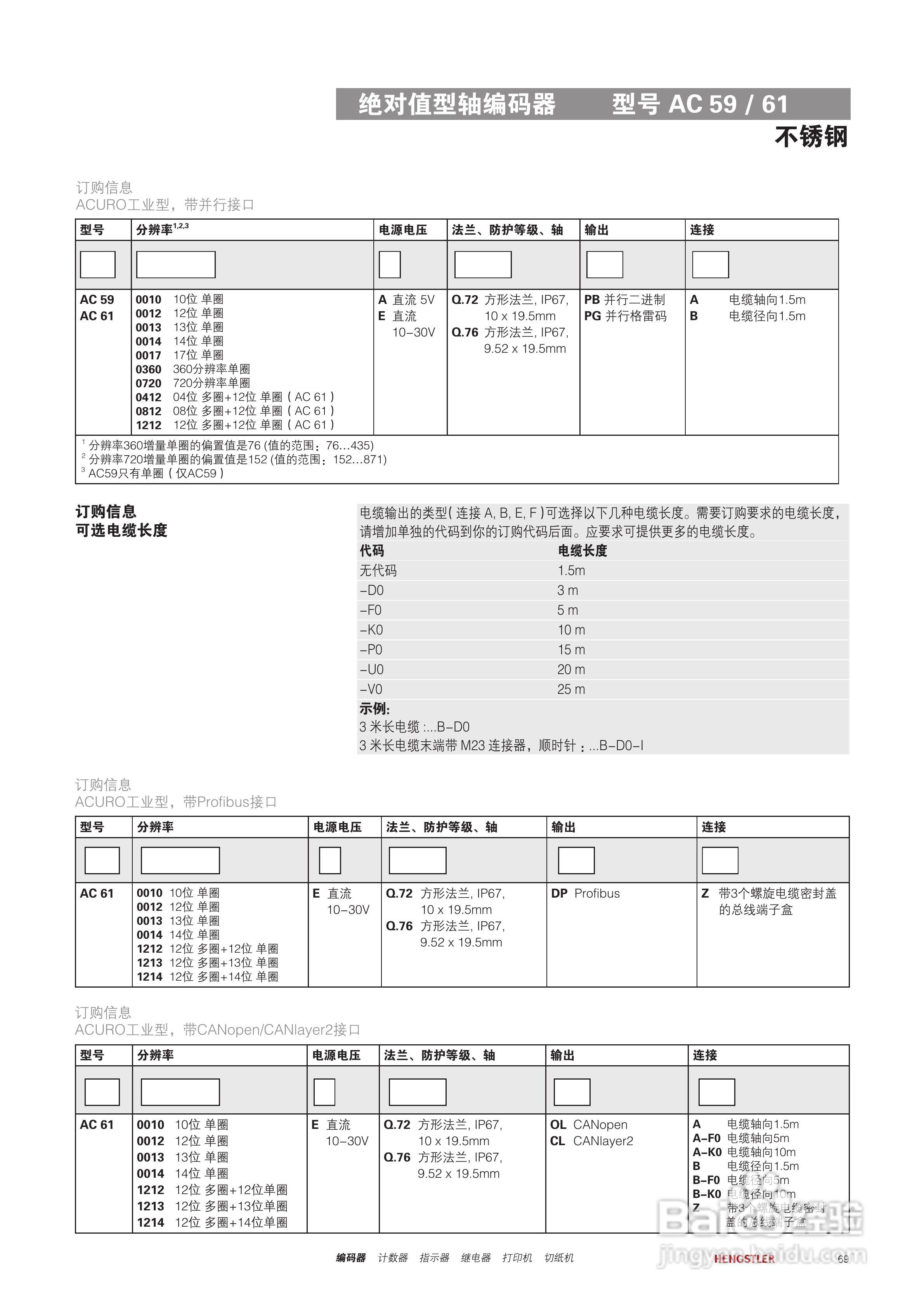Hengstler 绝对值型编码器产品说明书:[7]