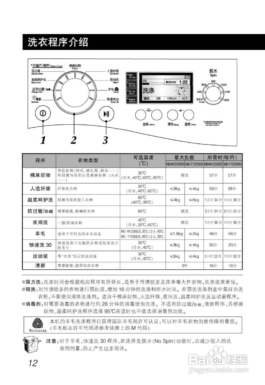 LG WD-T12255DS洗衣机使用说明书:[2]