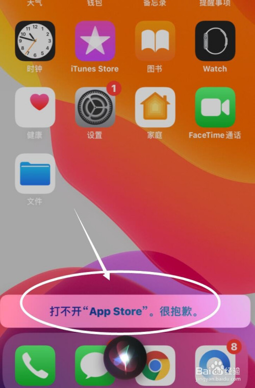 此時應用商店圖標已經消失,使用siri也無法打開,iphone已無法安裝新