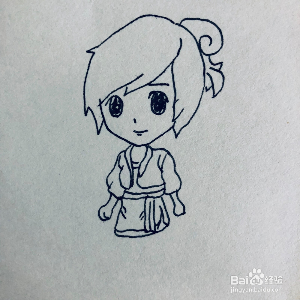 怎么绘画一个古代动漫人物简笔画