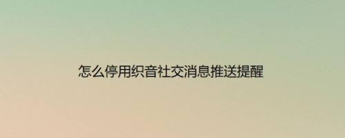 怎么停用织音社交消息推送提醒
