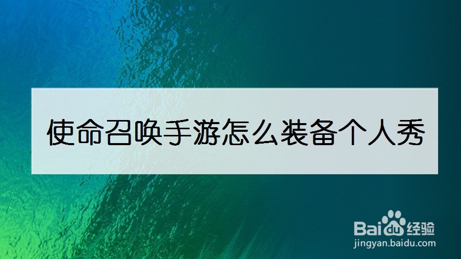 使命召唤手游怎么装备个人秀