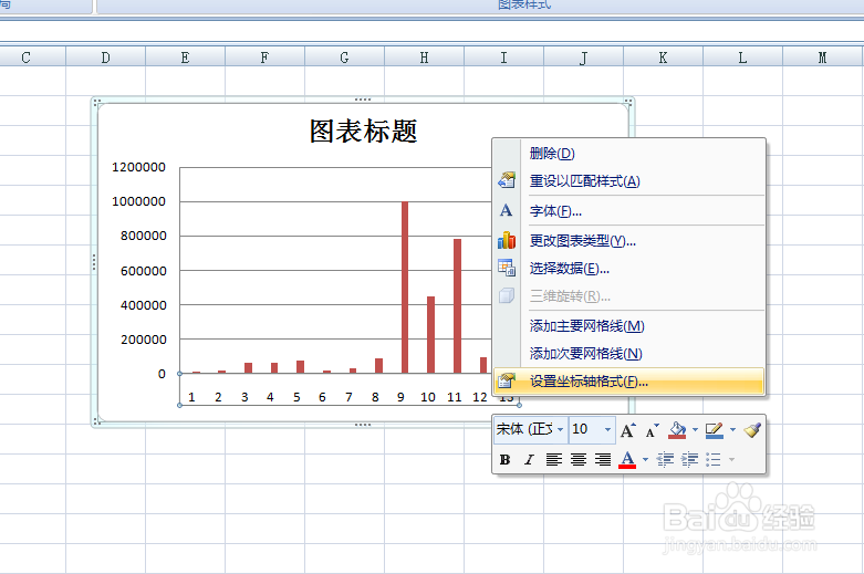 EXCEL中如何改变图表坐标轴的交叉位置