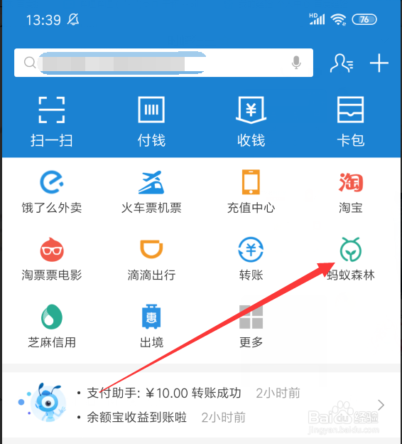支付宝蚂蚁森林提示该用户隐居山林是什么意思