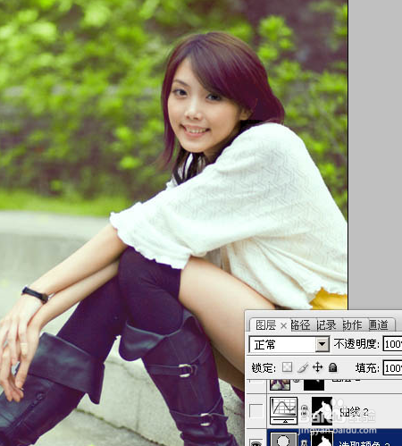 PS给石阶上的美女图片增加淡淡的甜美色