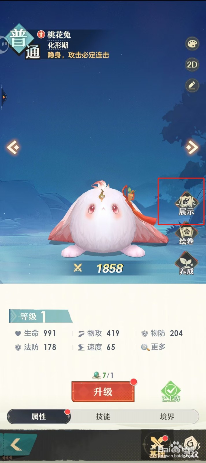 桃花师如何查看桃花兔的【展示】？