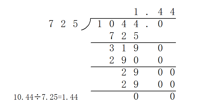 10.44除7.25的竖式怎么写