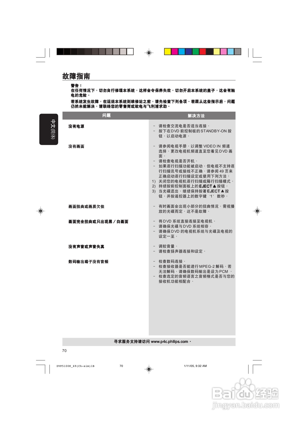 飞利浦DVP5100K/93 DVD播放机使用说明书:[2]