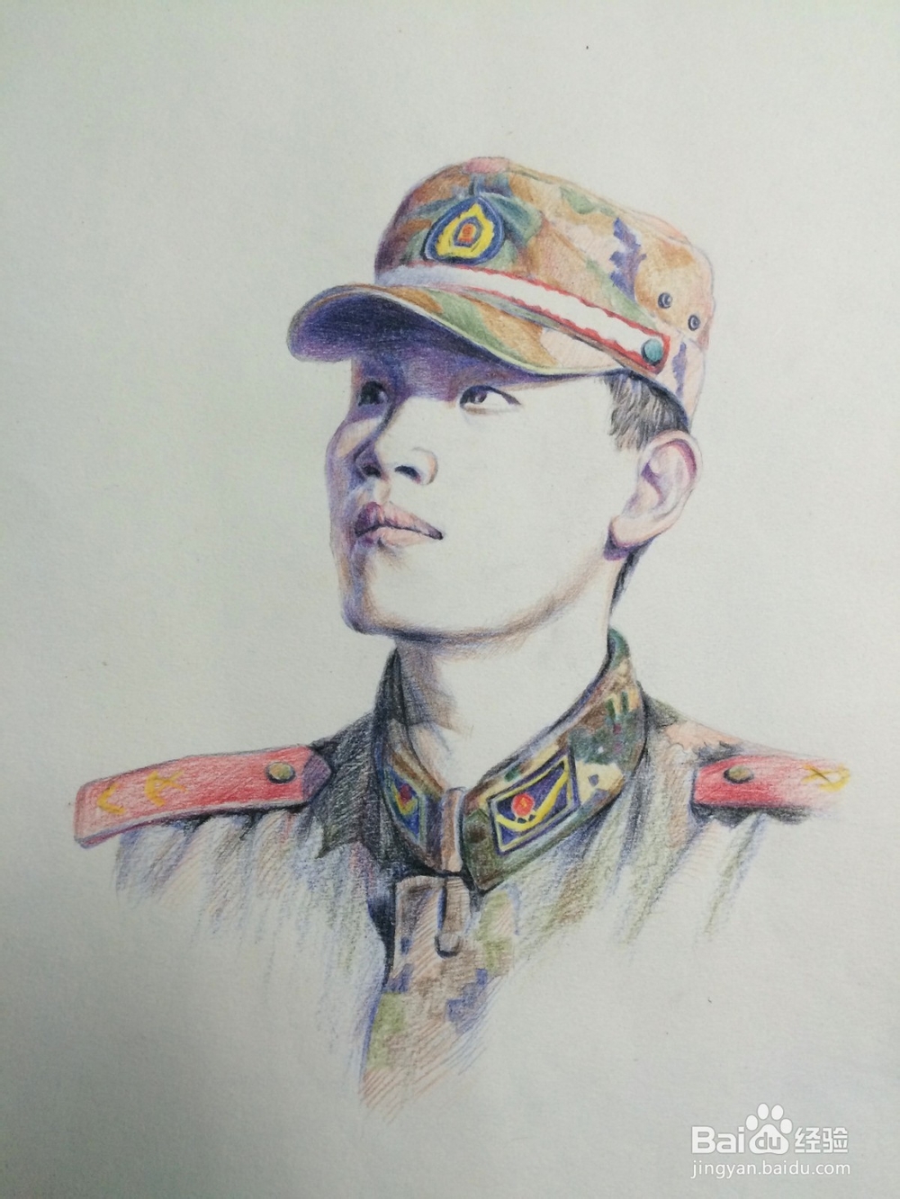 素描：彩铅肖像画画法，武警消防战士绘画艺术。