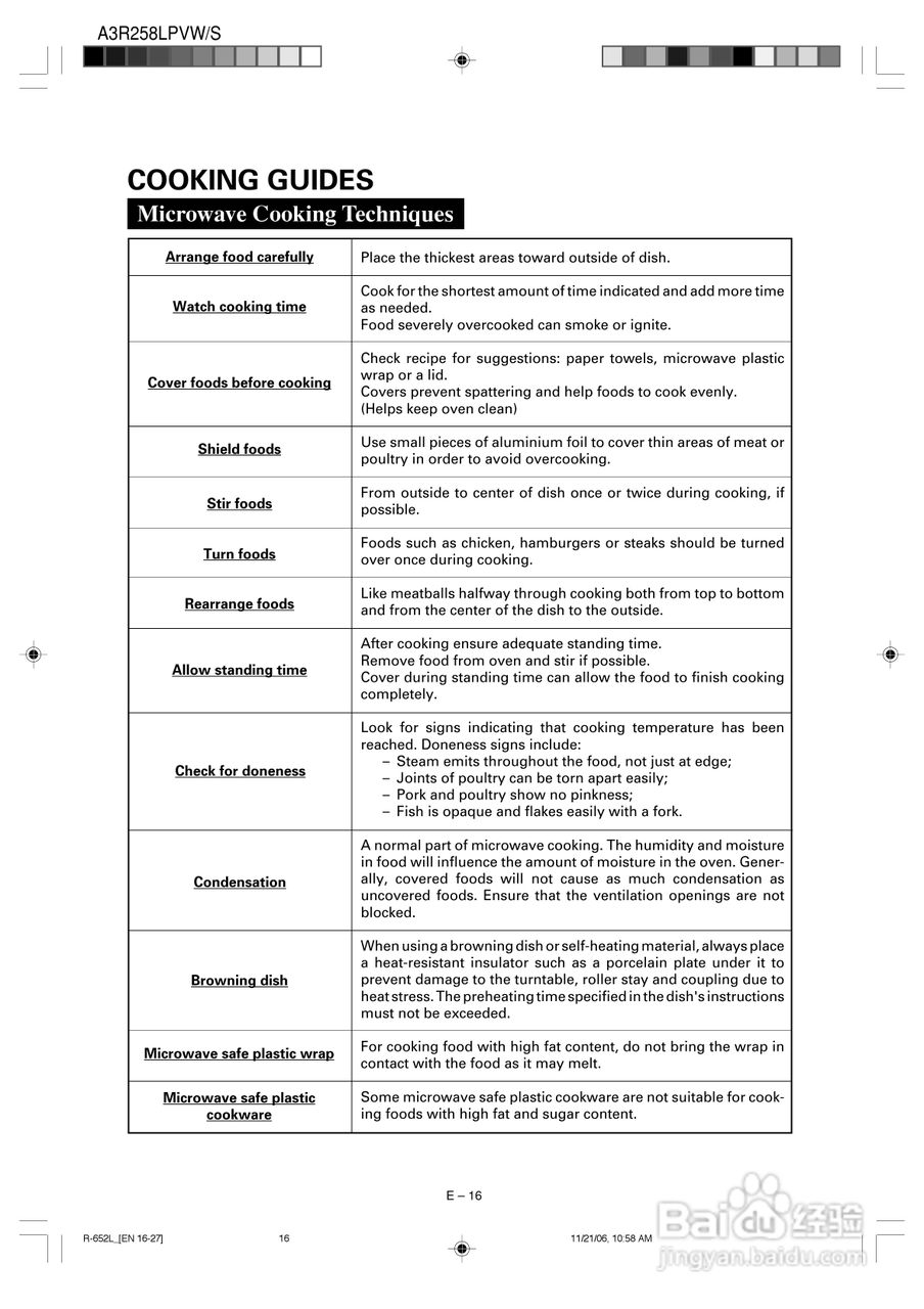 夏普R-652L烧烤微波炉使用说明书:[3]