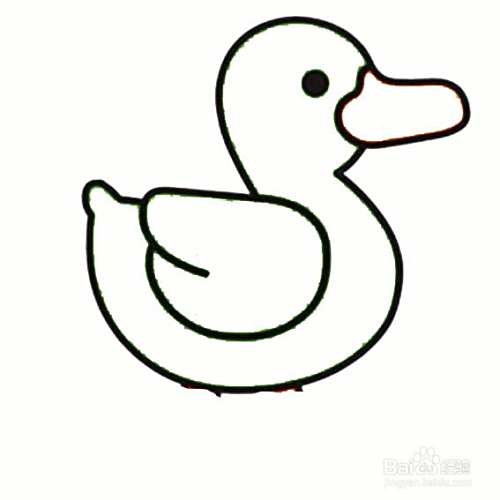 再画出绿色小鸭子的眼睛.