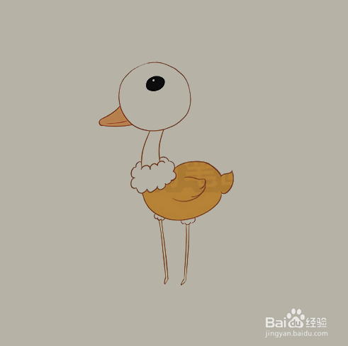 如何画卡通鸵鸟的简笔画