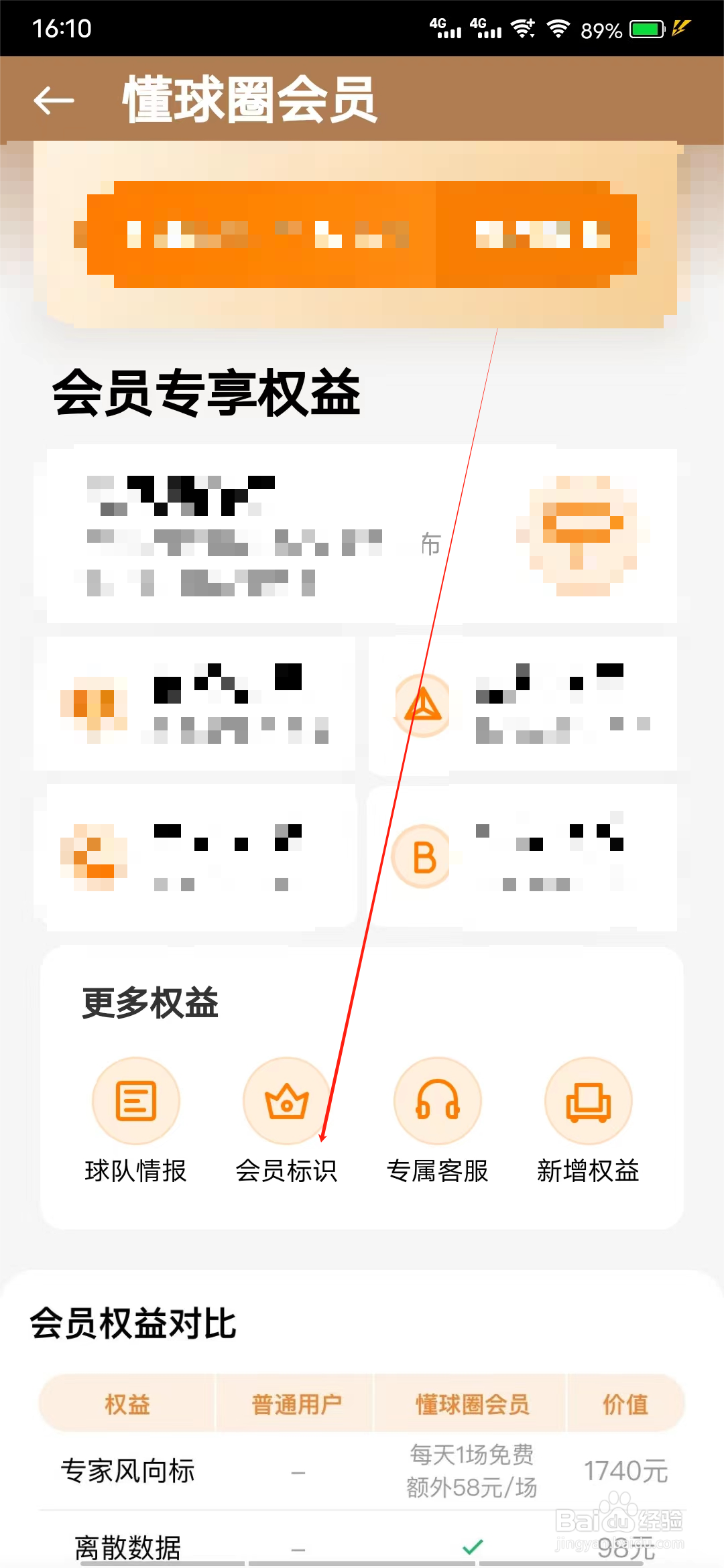 懂球圈怎样查看会员标识