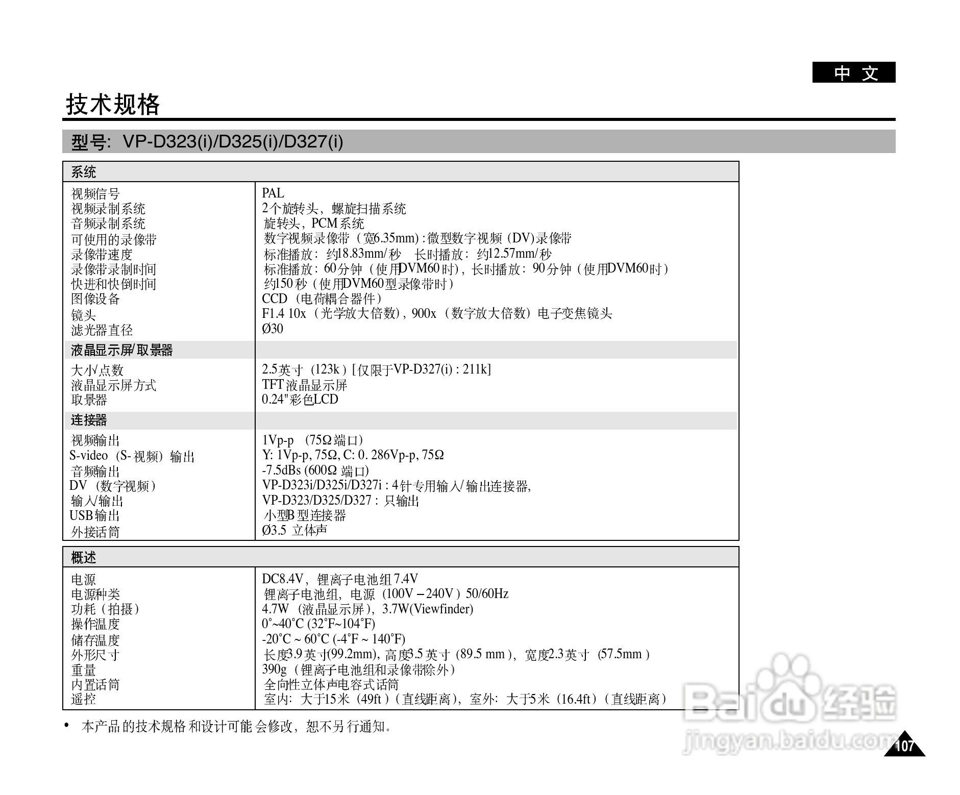 三星VP-D323(i)数字摄录一体机用户说明书:[11]