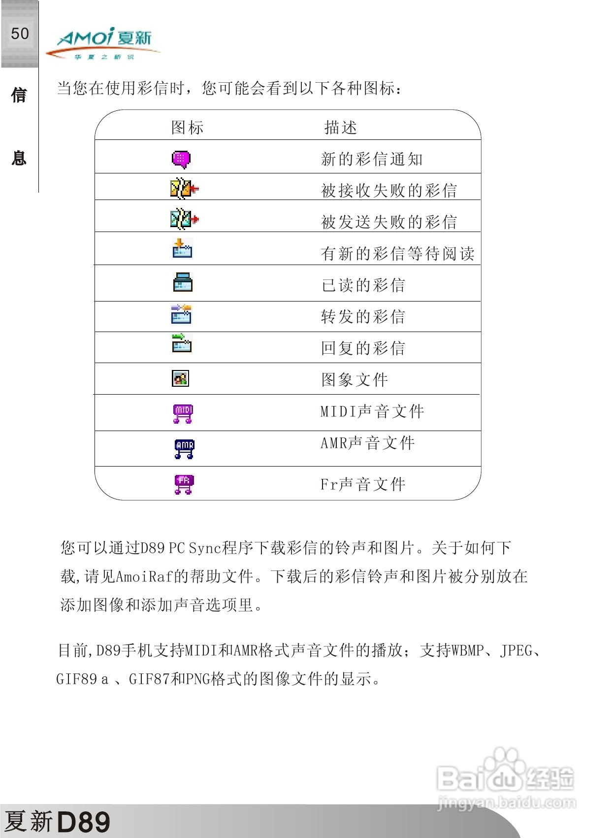夏新D89手机使用说明书:[6]