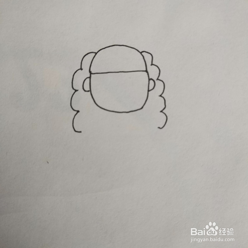简笔画卷发彩虹女孩