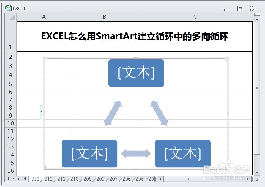 EXCEL怎么用SmartArt建立循环中的多向循环
