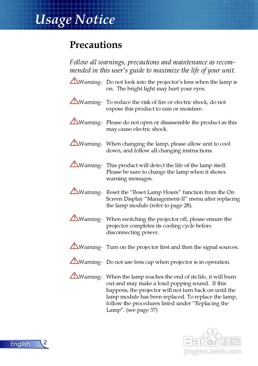 奥图玛投影机EP910型说明书:[1]