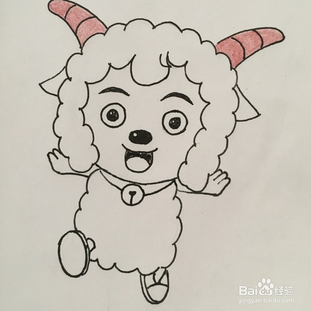 怎么画一个奔跑的喜羊羊简笔画？