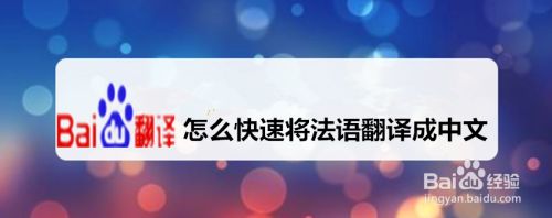 怎么快速将法语翻译成中文 百度经验