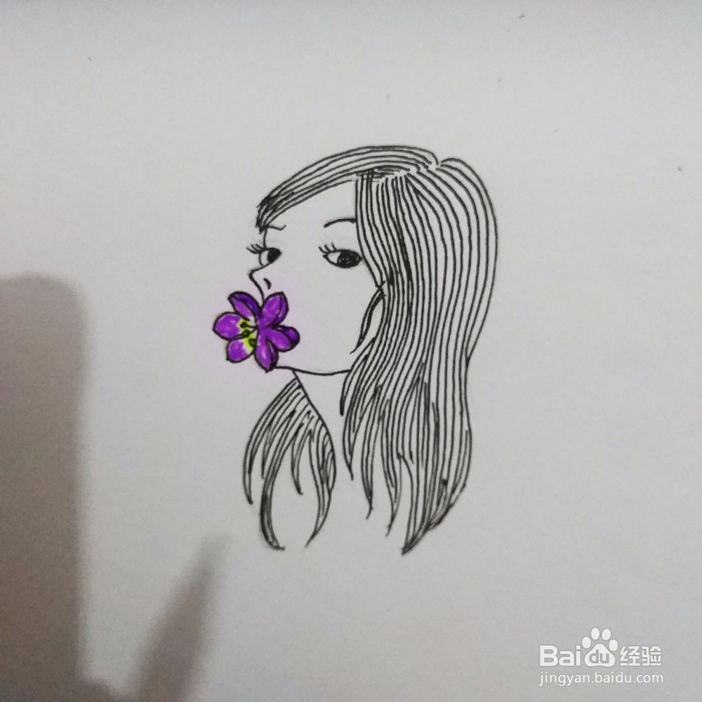 简笔画38：Q版叼花姑娘画法