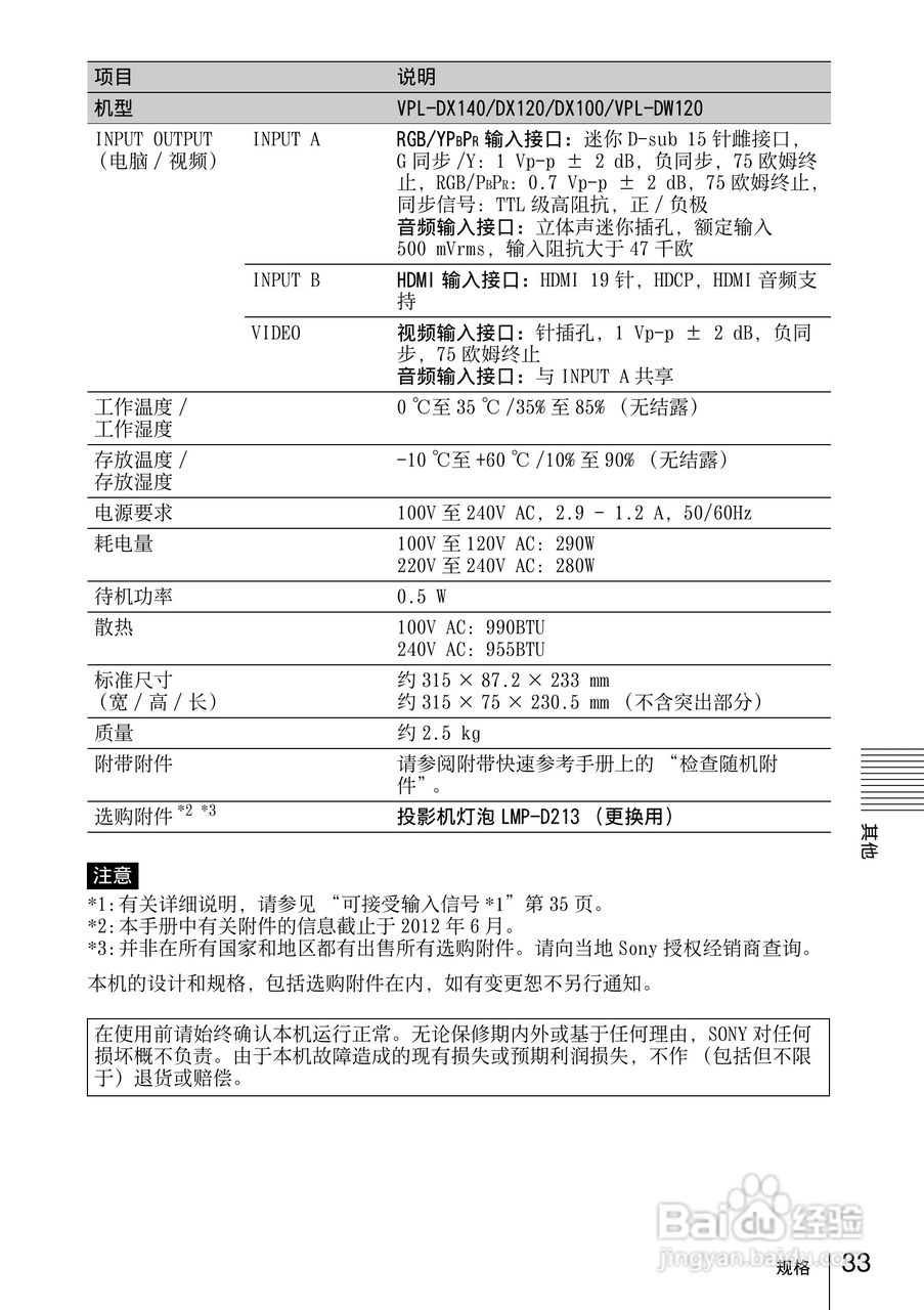 SONY VPL-DX120投影机说明书:[4]