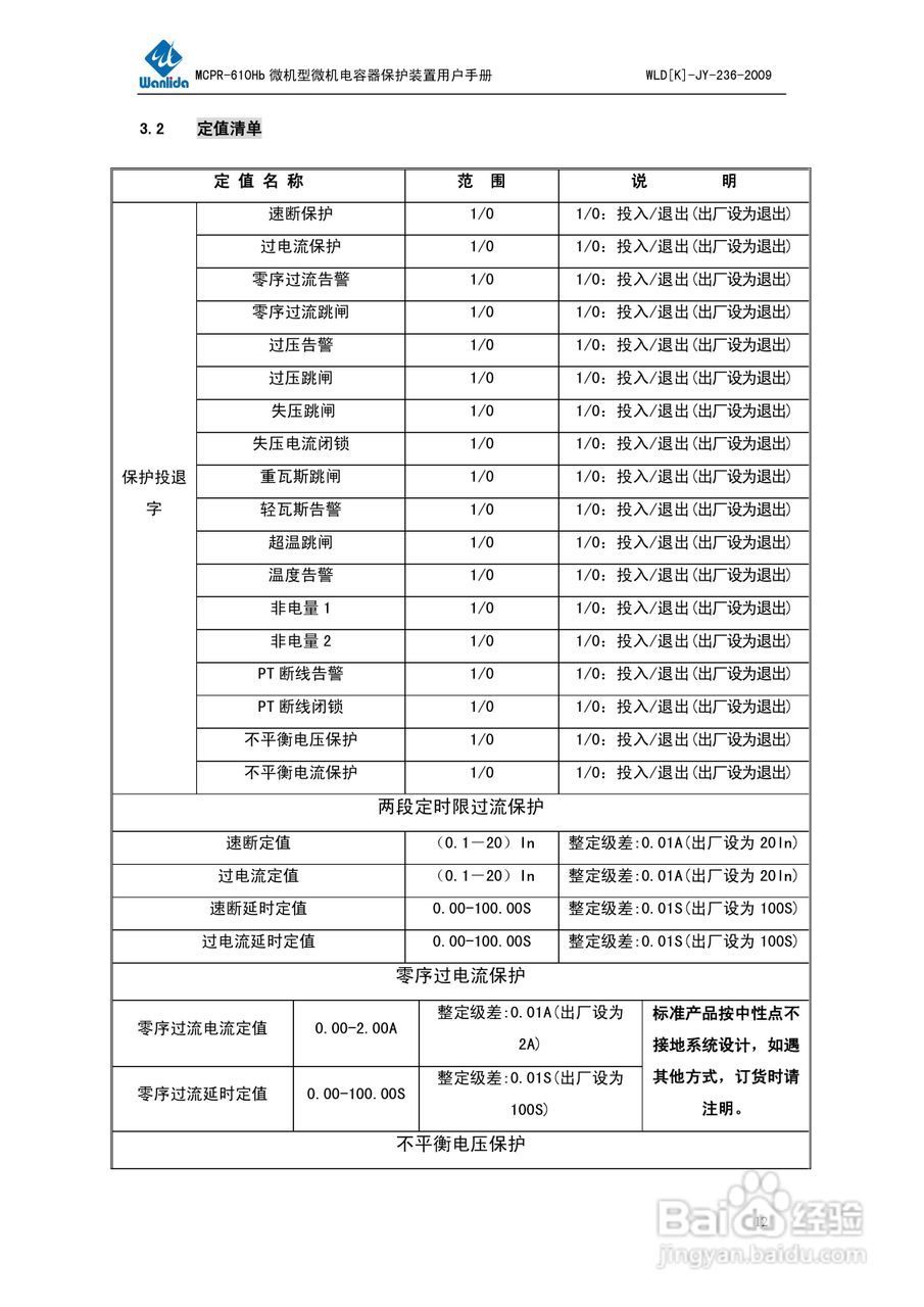 MCPR-610Hb微机型电容器保护测控装置用户手册:[2]