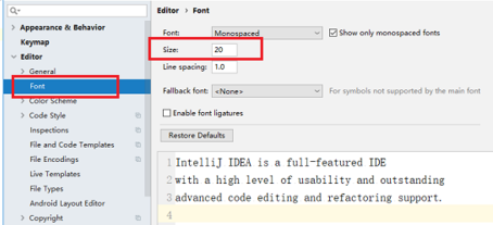 intellij idea调整代码字体大小的操作