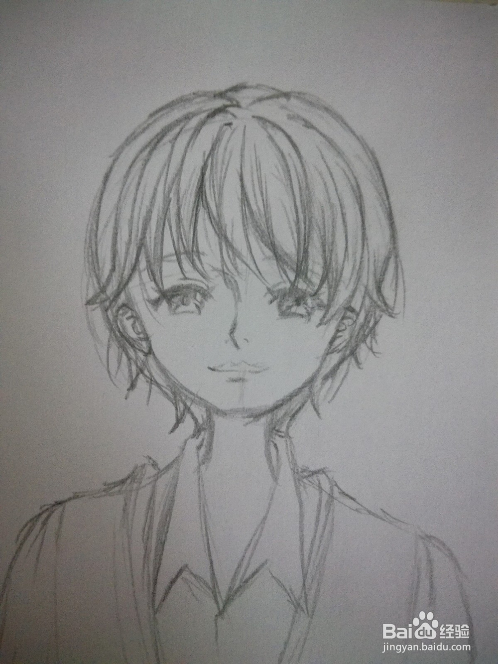 动漫男孩子头发画法