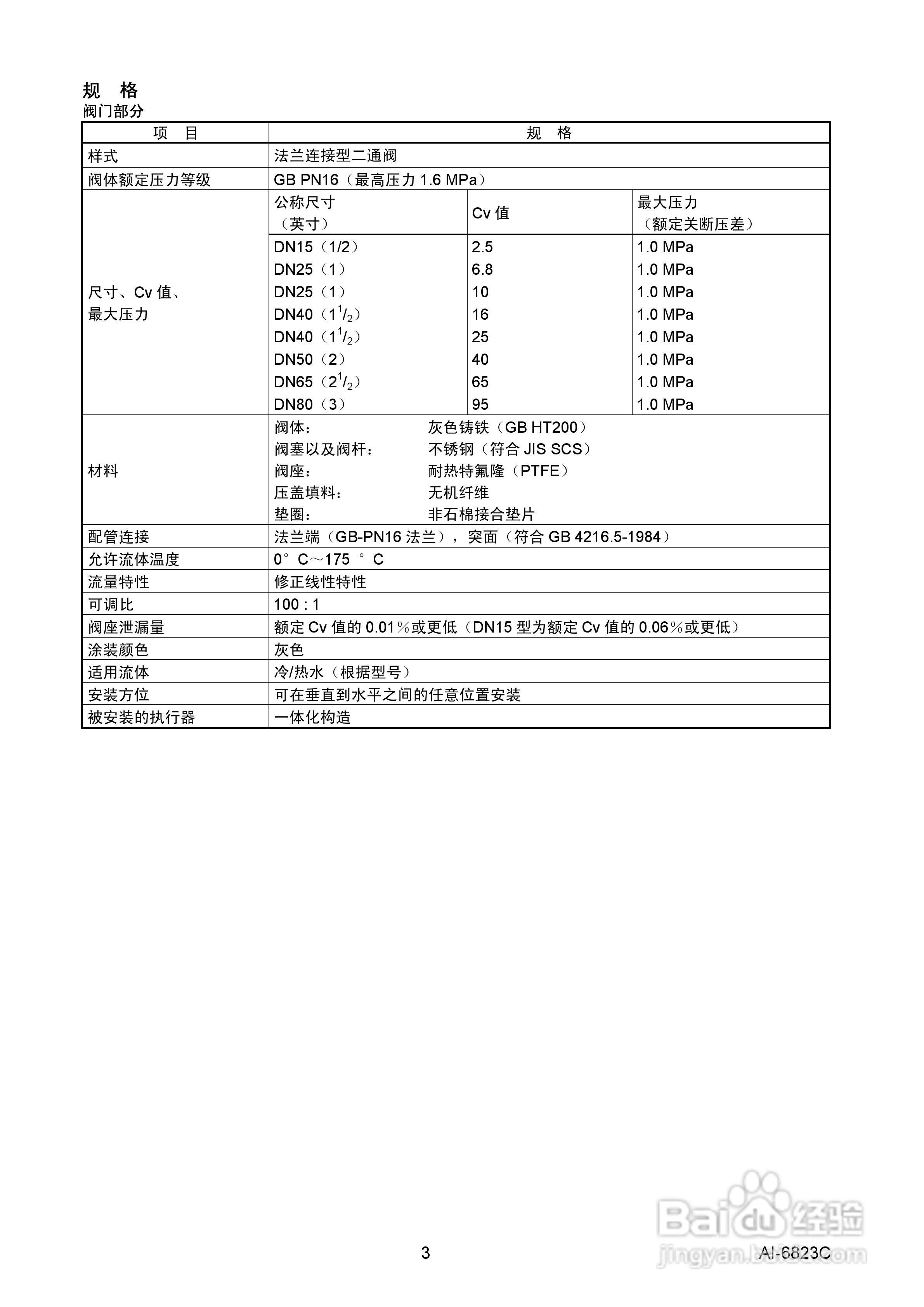ACTIVAL AI-6823C法兰连结型电动二通阀说明书:[1]