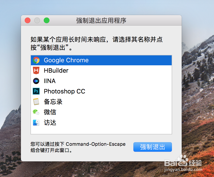 Macbook 强制退出应用程序