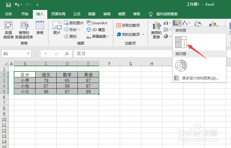 excel2019如何制作树状图