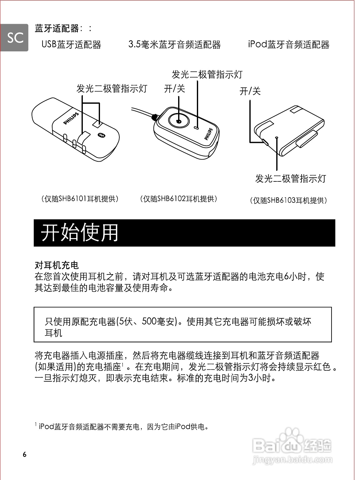 philips SHB6100蓝牙立体声耳机说明书:[1]