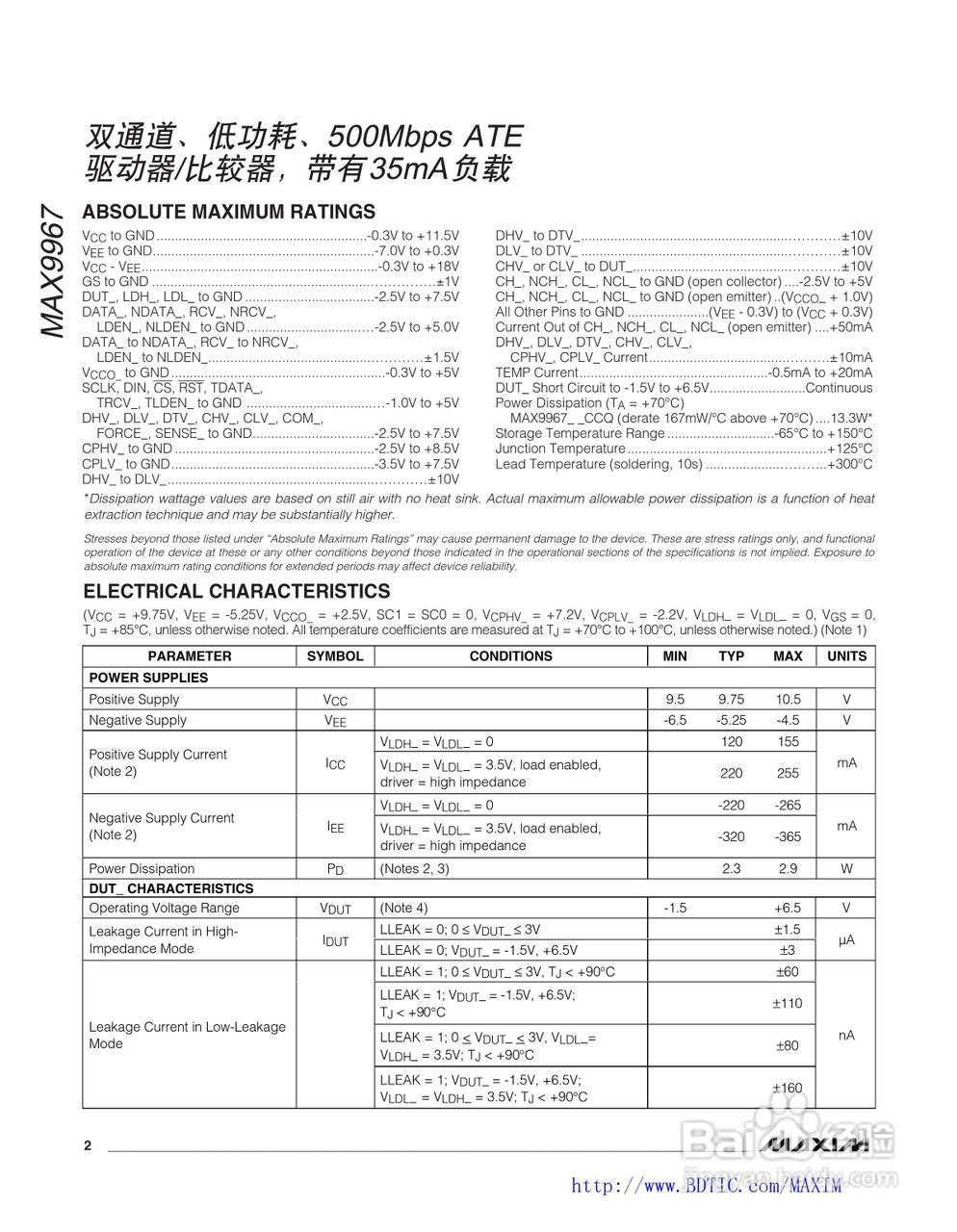 MAXIM MAX9967驱动器说明书:[1]