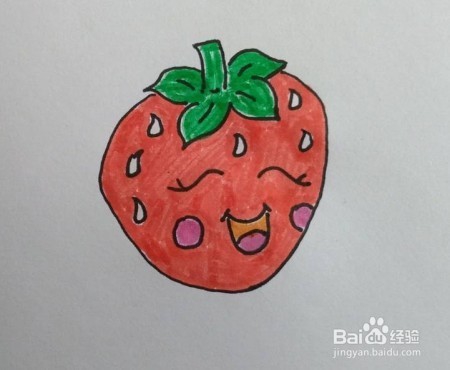 <b>可爱草莓画法教程。怎么画可爱的草莓？卡通画</b>