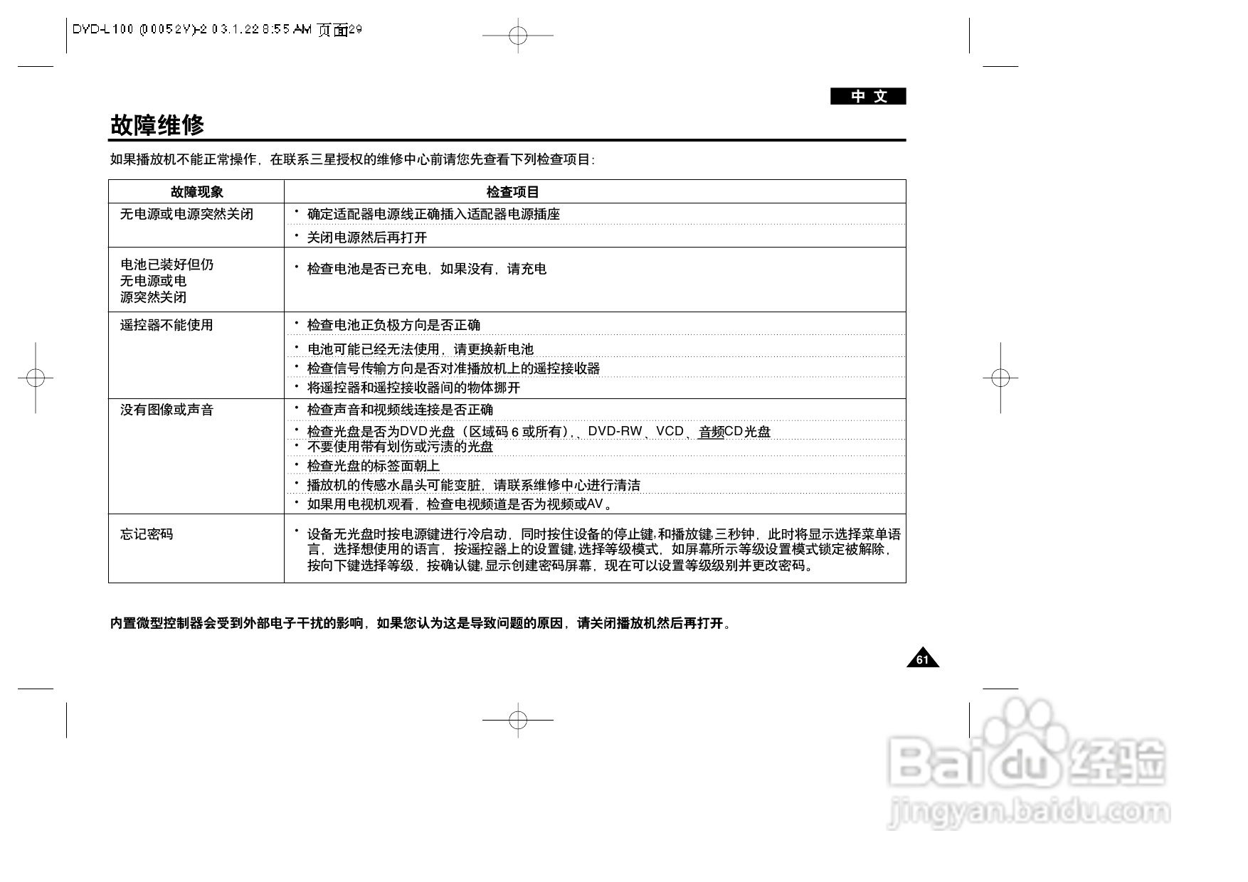 三星DVD-L100便携式DVD播放机说明书:[4]