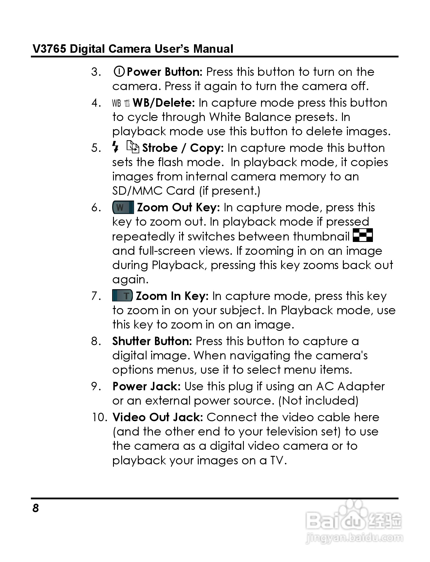 威达ViviCam 3765数码相机使用说明书:[2]