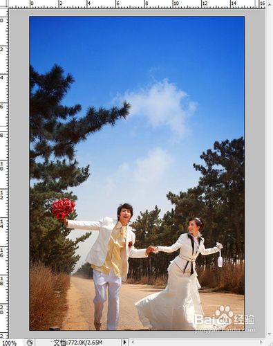 PhotoShop调出清新艳丽的时尚婚纱外景片