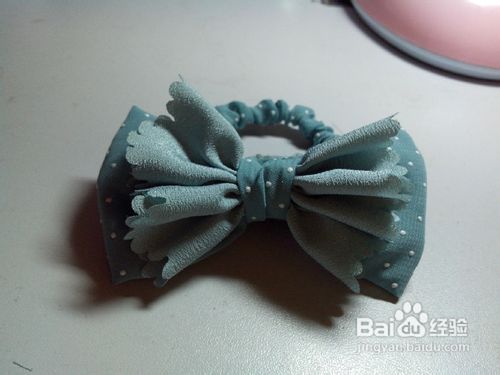 雪纺蝴蝶结拼布发圈教程