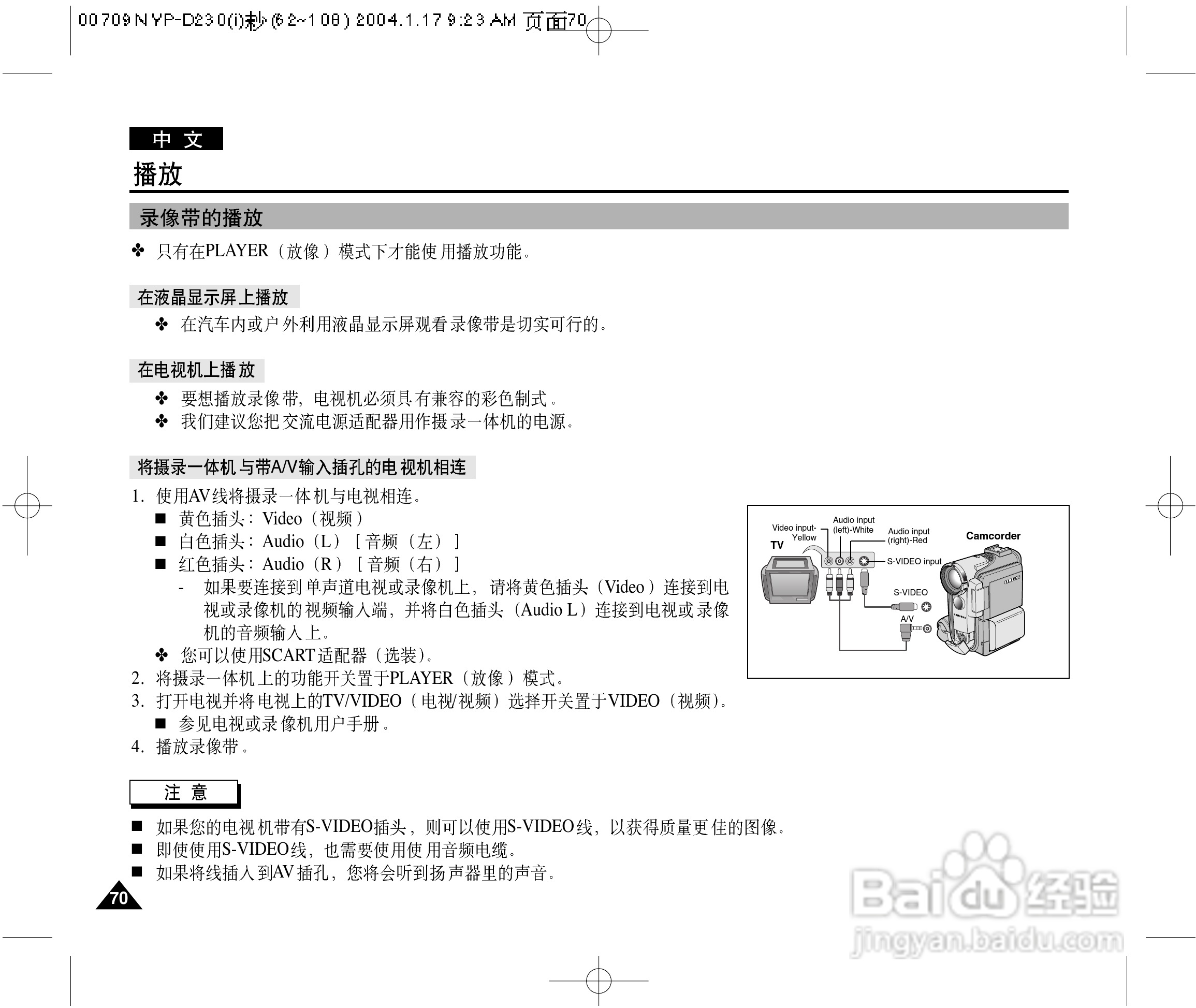 三星VP-D250(i)数字摄录一体机用户说明书:[7]