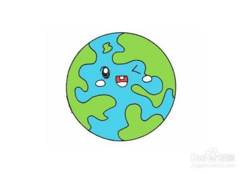 儿童彩色简笔画-人性化地球的简笔画法
